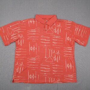 Columbia PFG Shirt Men Large Peach Short Sleeve Pique Nautical Boat Fishing Polo